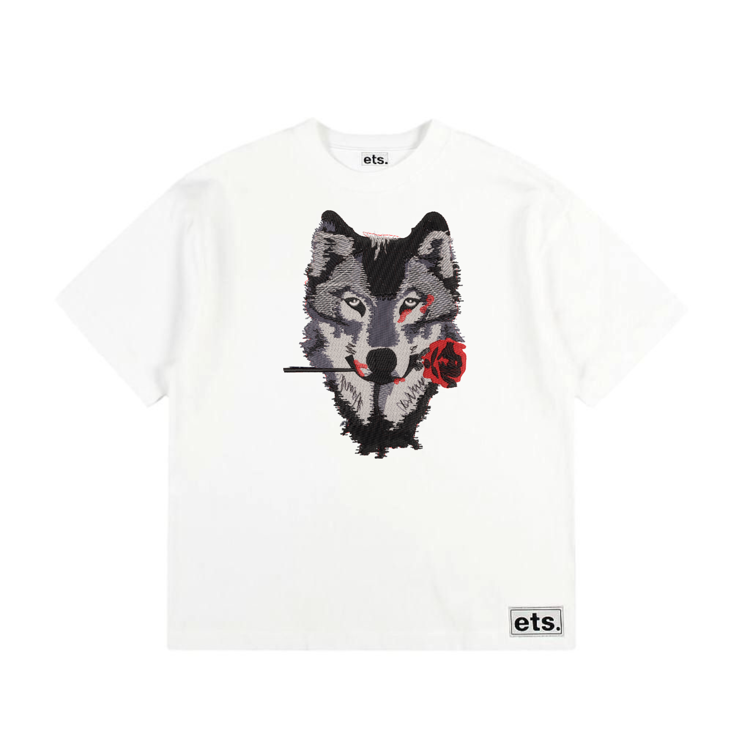 Lone Wolf Embroidered Drop Shoulder T-Shirt