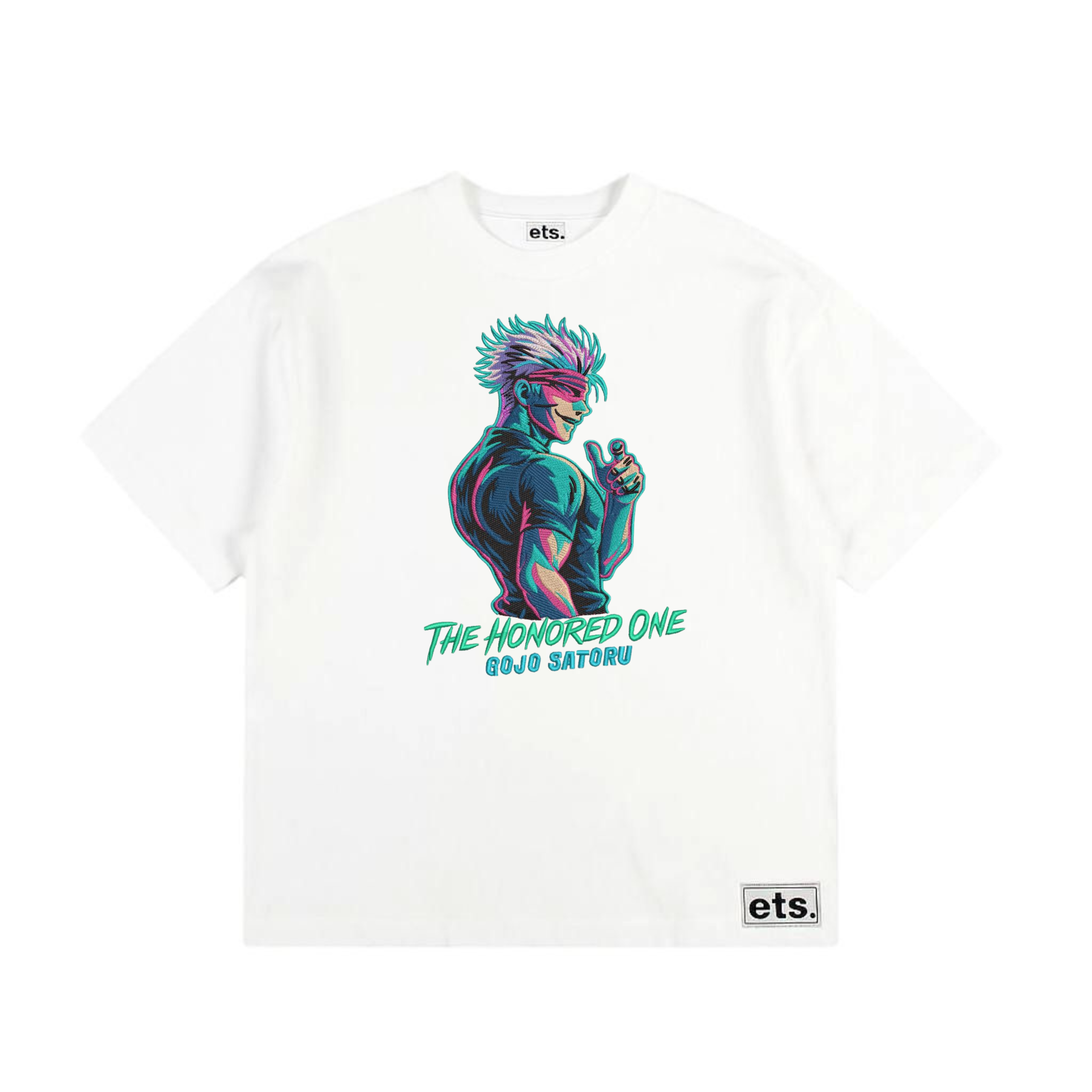 Gojo Satoru “The Honored One” Anime Embroidered Drop Shoulder Tshirt