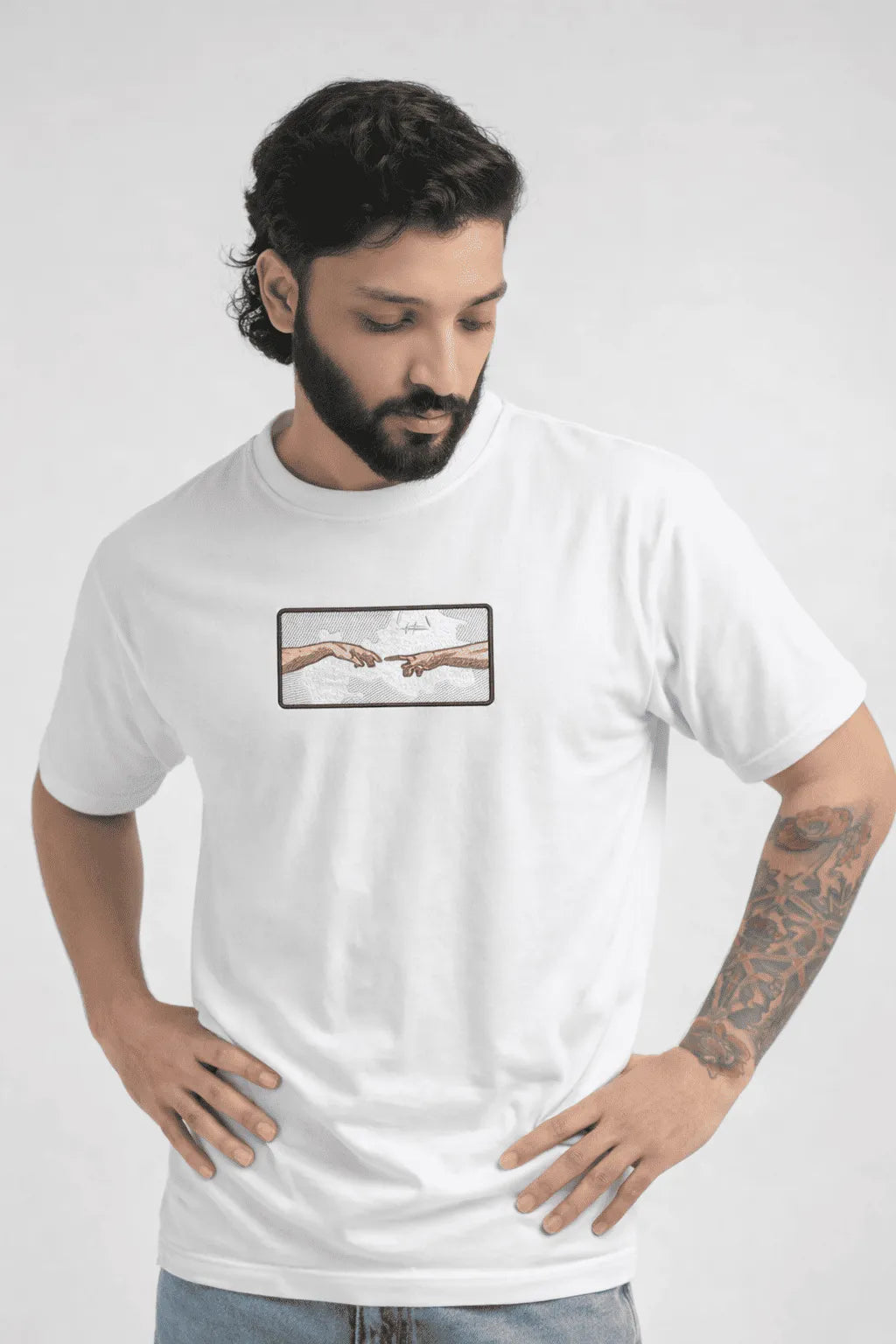 DROP 01 — THE CREATOR | Premium Embroidered T-Shirt | Vintage Line Art Logo Tee