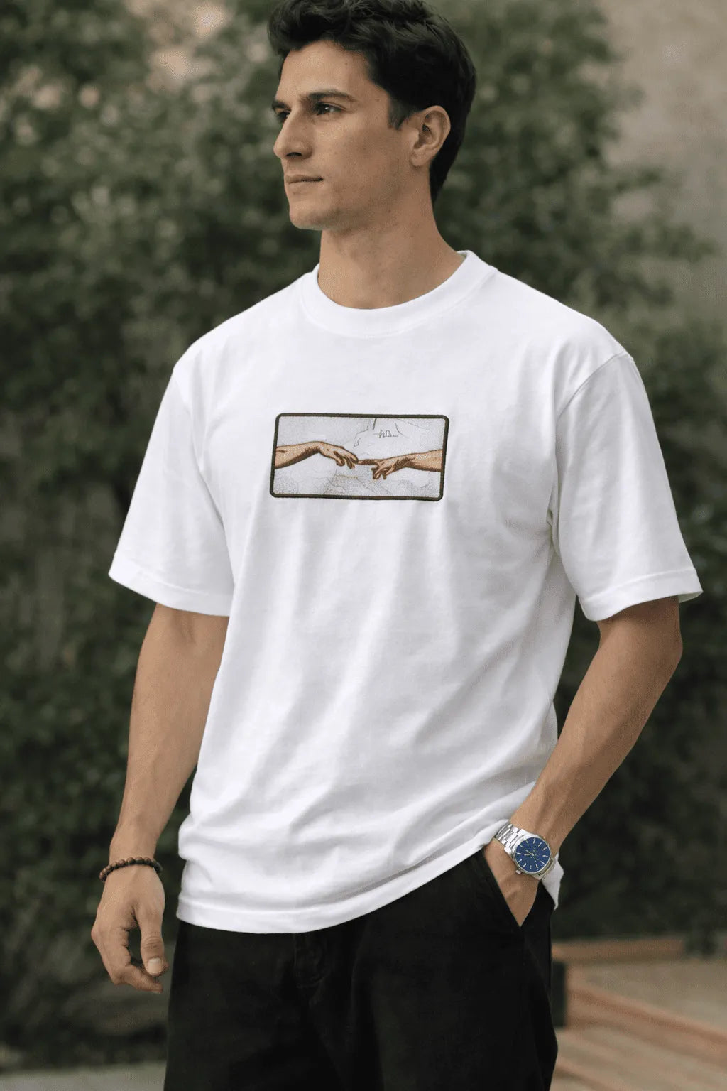 DROP 01 — THE CREATOR | Premium Embroidered T-Shirt | Vintage Line Art Logo Tee